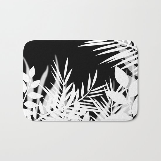 The leaves and berries. Black and white pattern . Bath Mat