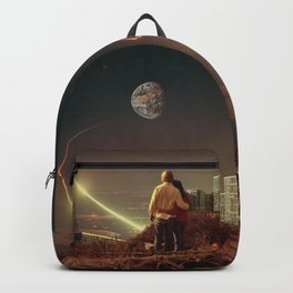 We Used To Live There, Too Backpack | Space, Digitalart, Planets, Retrofuture, Buildings, Architecture, Couple, Collage, People, Earth 