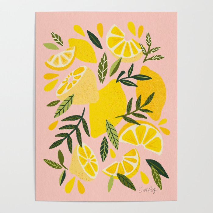 Lemon Blooms – Blush Palette Poster