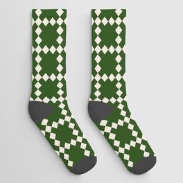 Geometric retro green pattern Socks