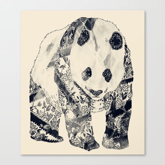 Tattooed Panda {cream} Canvas Print