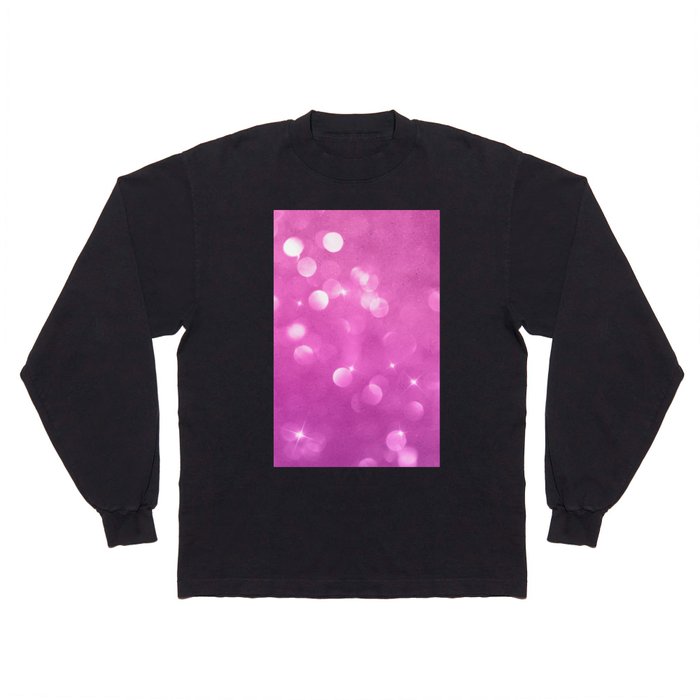 Abstract Pink Lilac White Bokeh Glitter Gradient Long Sleeve T Shirt