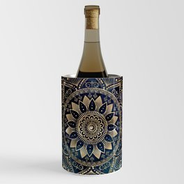 Elegant Gold Mandala Blue Galaxy Design Wine Chiller
