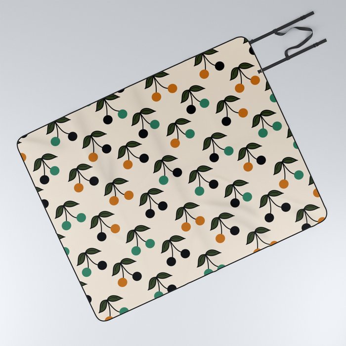 Vintage Cherry Pattern Retro Collection 3 Picnic Blanket