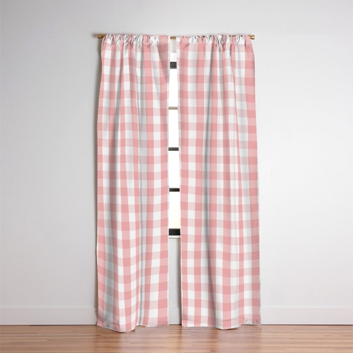 Large Lush Blush Pink And White Gingham Check Blackout Curtain By Large Lush Blush Pink And White Gingham Check Blackout Curtain By Honorandobey Society6