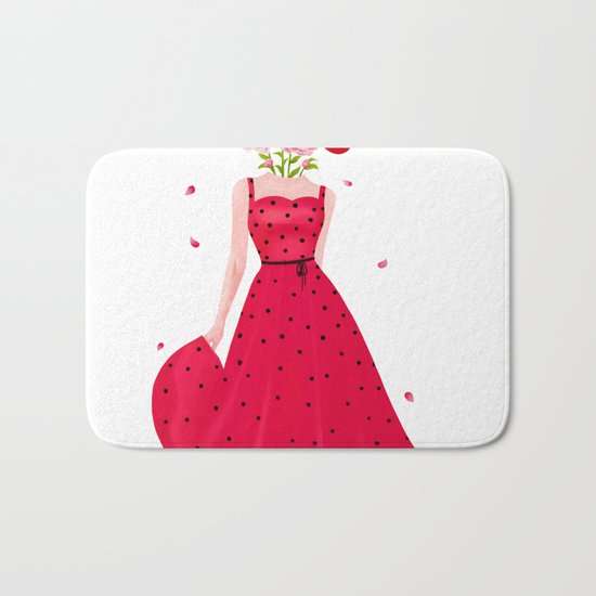Ledy with flowers Bath Mat