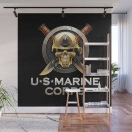 Military badge with marine skull Wall Mural