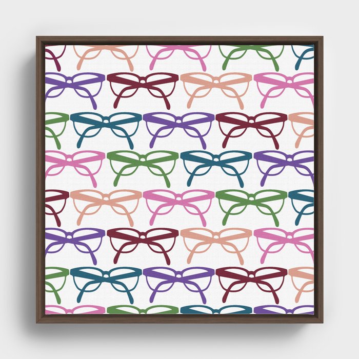 Optometrist Eye Glasses Pattern Print Framed Canvas
