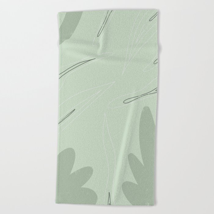 Secret Garden 9 - Modern, Minimal, Abstract Floral Art Beach Towel