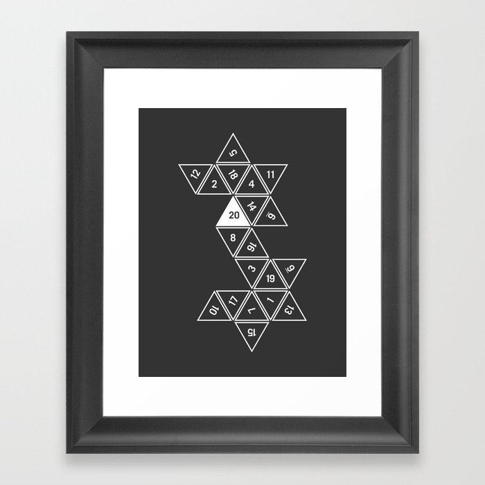 Unrolled D20 Framed Art Print