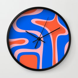 Copacetic Retro Abstract Pattern Pink Orange-Red Bright Blue Wall Clock