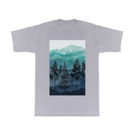 Mountains II T Shirt | Landscape, Line, Waves, Tree, Nature, Pine, Watercolor, Wildernes, Misty, Ridge 