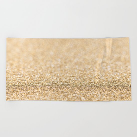Beautiful champagne gold glitter sparkles Beach Towel
