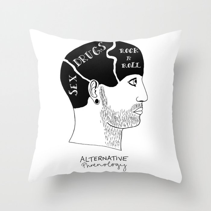 Alternative Phrenolgy Head Print by Emilythepemily Throw Pillow