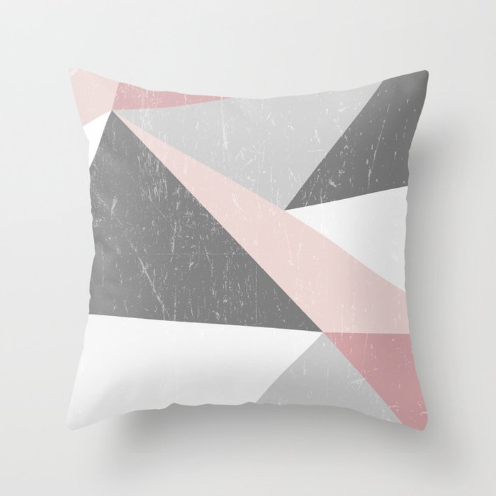 Grunge Geometric Retro Pattern Throw Pillow