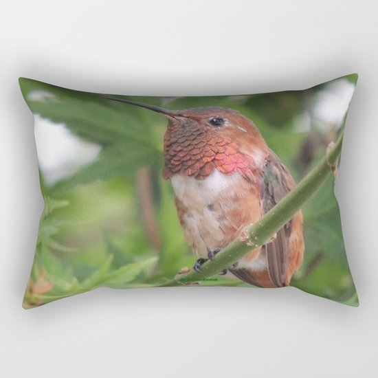Hummingbird in the Japanese Maple Rectangular Pillow