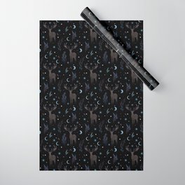 Deer in Winter Night Forest Wrapping Paper