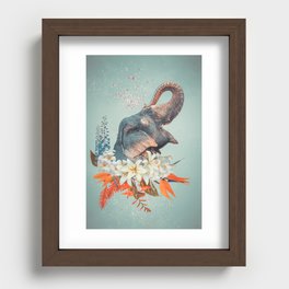 Elephant Flowers Art Recessed Framed Print