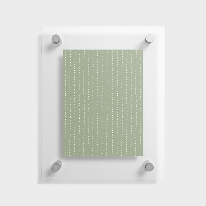 Dotted Lines White On Sage Green Floating Acrylic Print