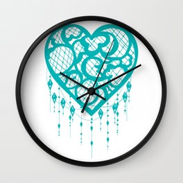 Heart-Catcher Teal Wall Clock
