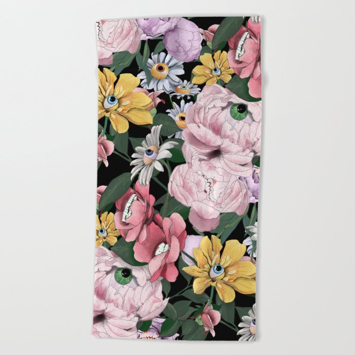 Creepy Floral #3 Beach Towel