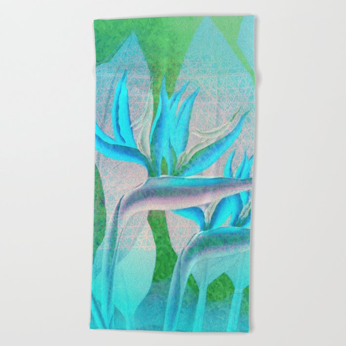 Floreal - Tropical Flowers Daydream Pastel Mint Beach Towel