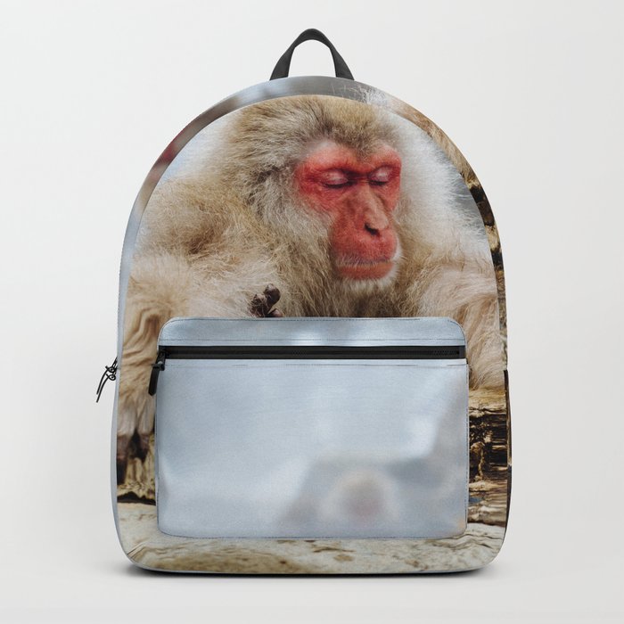 The Japanese macaque also known as the snow monkey Backpack by