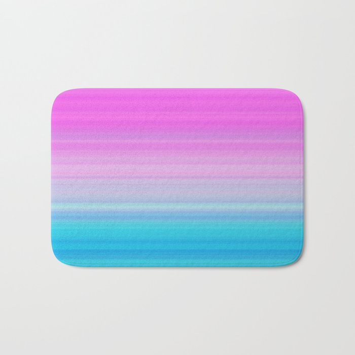 Pink Aquamarine Blue Stripes Bath Mat By Cutepatternstextures