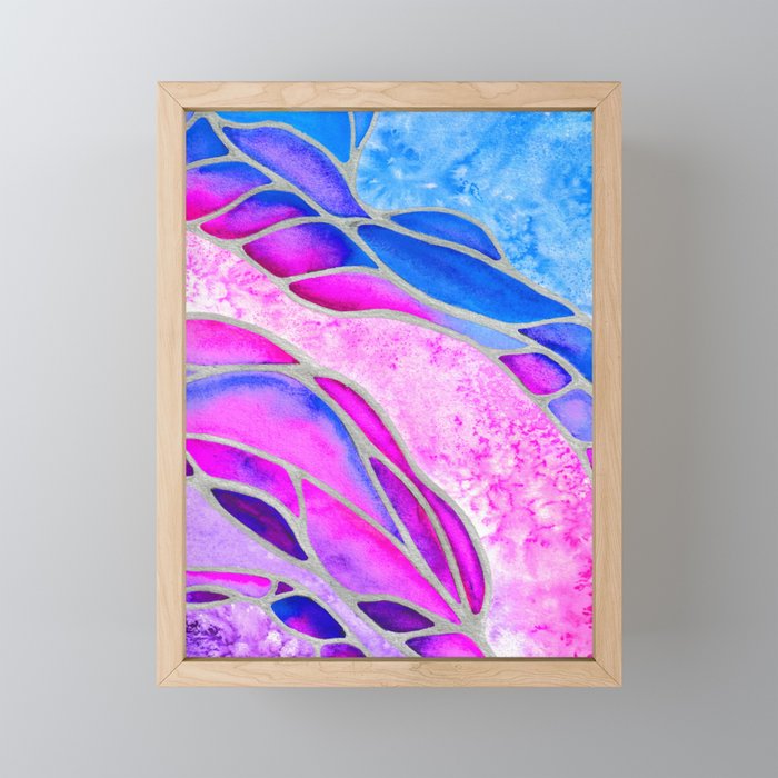 Abstract Watercolor in Blue, Pink, and Purple Framed Mini Art Print