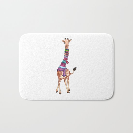 Cold Outside - cute giraffe illustration Bath Mat