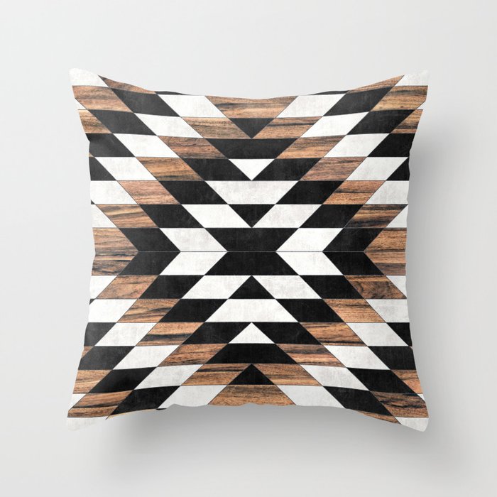 Urban Tribal Pattern No.13 - Aztec - Concrete and Wood Throw Pillow