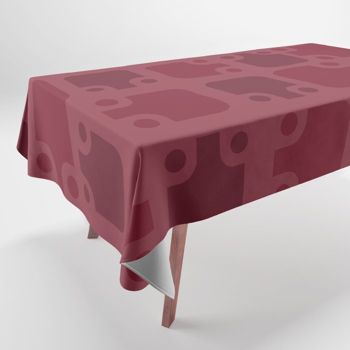 Mid Century Modern Abstract Pattern Burgundy 3 Tablecloth
