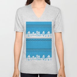 Seamless Knitted Christmas Pattern 19 V Neck T Shirt