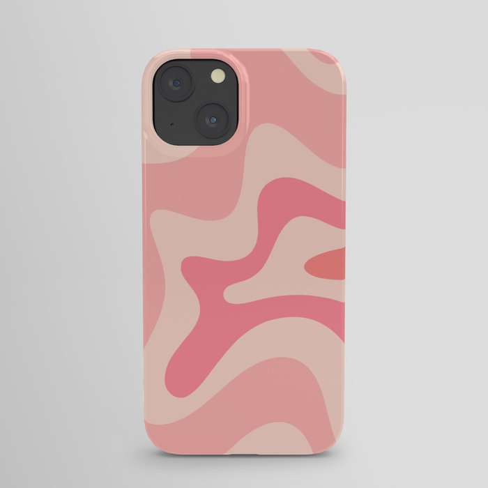 Retro Liquid Swirl Abstract Pattern Square In Blush Pink Tones iPhone Case
