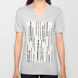 Abstract broken lines - black on off white V Neck T Shirt