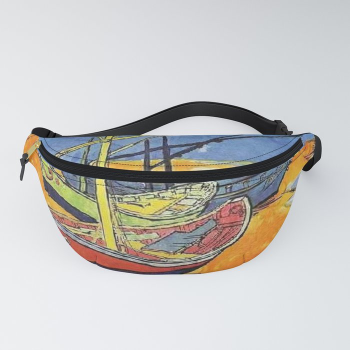 Vincent Van Gogh Fishing Boats on the Beach (watercolor) Fanny Pack