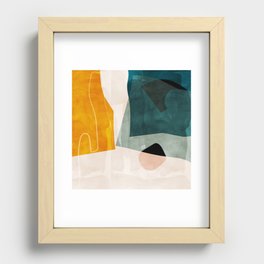 mid century shapes abstract painting 3 Recessed Framed Print