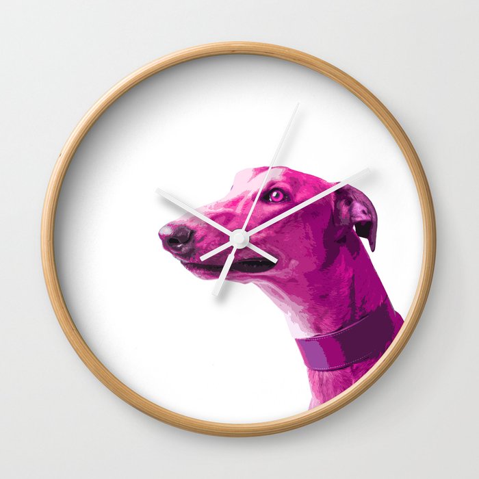 Pink Greyhound Pop Art Dog Wall Clock