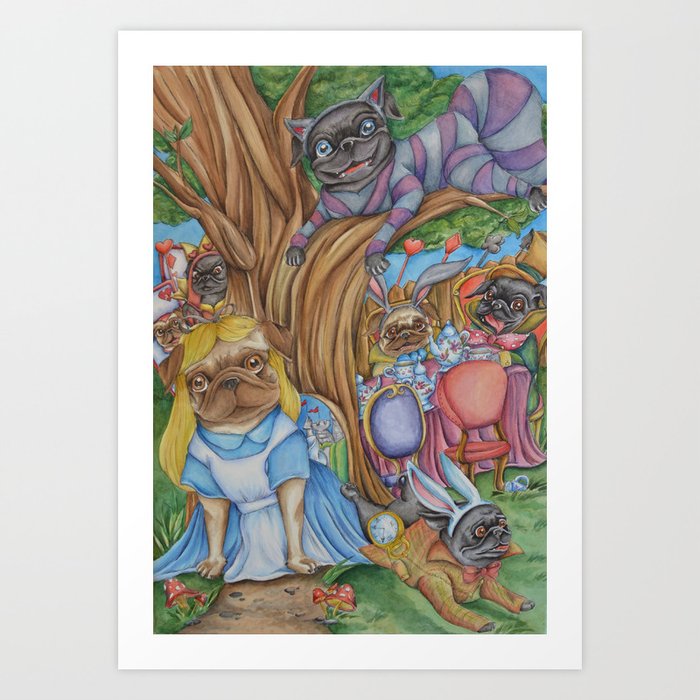 Pug in Wonderland Art Print