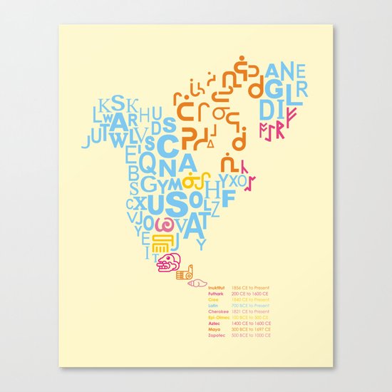 North America ~ Writing Sistems Canvas Print