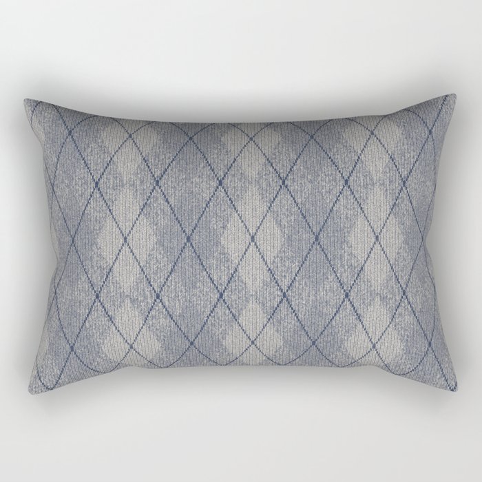 Grey Argyle Sweater Rectangular Pillow