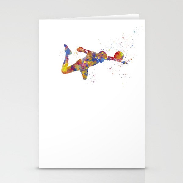 Soccer player in watercolor Stationery Cards