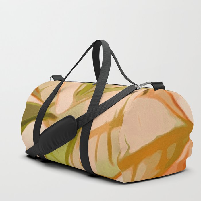 Modern Abstract Botanical Green Peach Duffle Bag