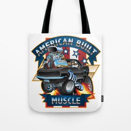 American Built Muscle - Classic Muscle Car Cartoon Illustration Tote Bag