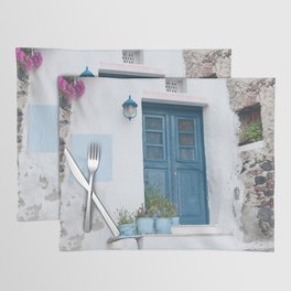 Santorini Oia Blue Door Dream #1 #minimal #wall #decor #art #society6 Placemat