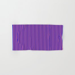 [ Thumbnail: Blue and Light Coral Colored Striped/Lined Pattern Hand & Bath Towel ]