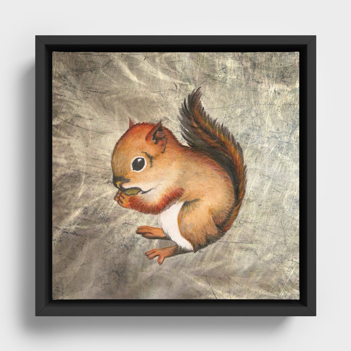 Sciurus (Baby Squirrel) Framed Canvas