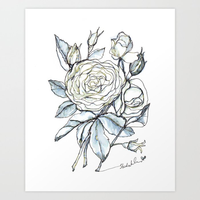 Bouquet A Continuous Line Drawing Art Print By Kendrashedenhelm Society6,Beginner Easy Beginner Beach Drawing For Kids