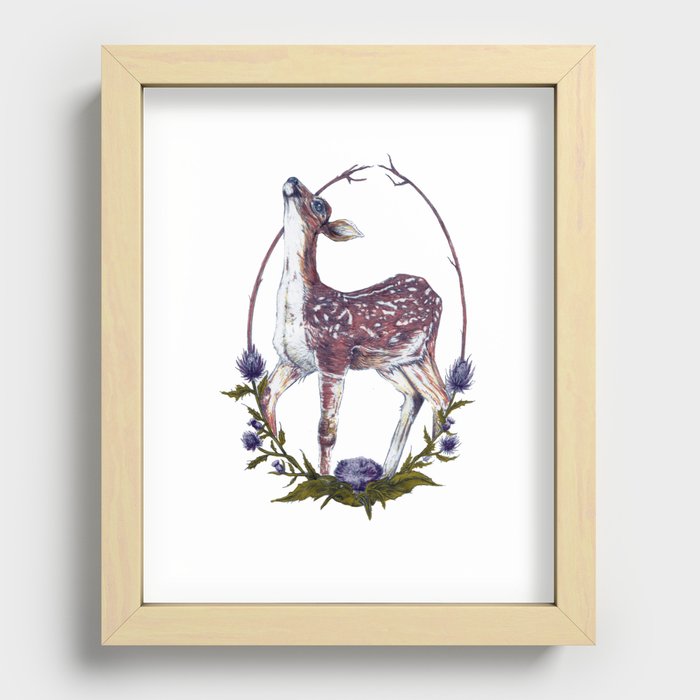 Fawn and Thistle Recessed Framed Print