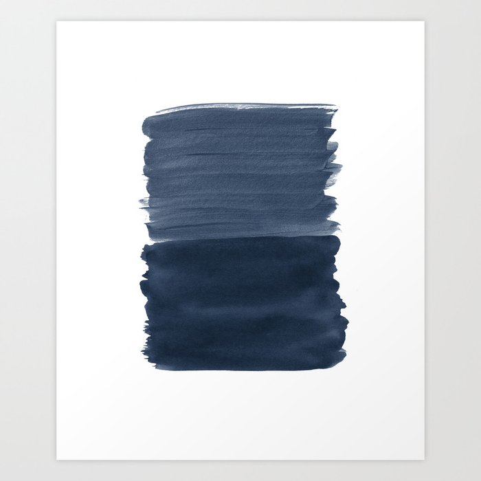 Blue Abstract Minimalism 1 Minimal Ink Decor Art Society6 Art Print By Anitabellajantzart